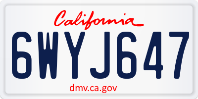 CA license plate 6WYJ647