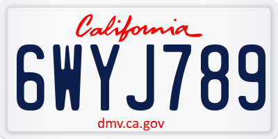 CA license plate 6WYJ789