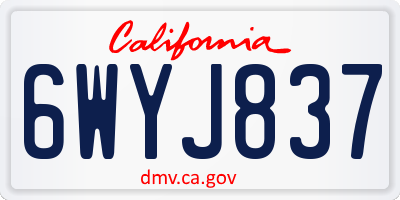 CA license plate 6WYJ837