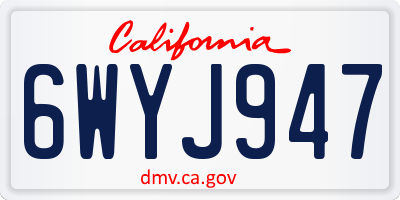 CA license plate 6WYJ947