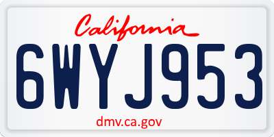 CA license plate 6WYJ953