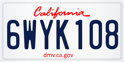 CA license plate 6WYK108