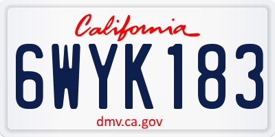 CA license plate 6WYK183