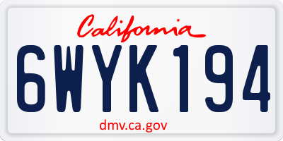 CA license plate 6WYK194