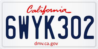 CA license plate 6WYK302