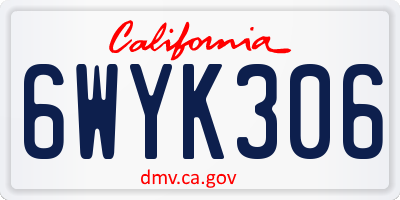 CA license plate 6WYK306