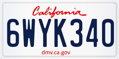 CA license plate 6WYK340