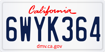 CA license plate 6WYK364