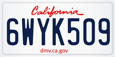 CA license plate 6WYK509