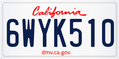 CA license plate 6WYK510