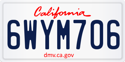 CA license plate 6WYM706