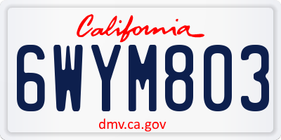CA license plate 6WYM803