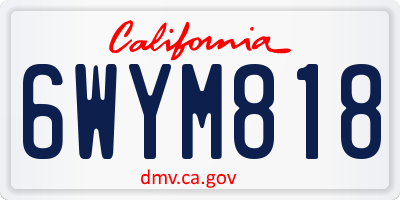 CA license plate 6WYM818