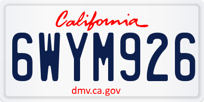 CA license plate 6WYM926