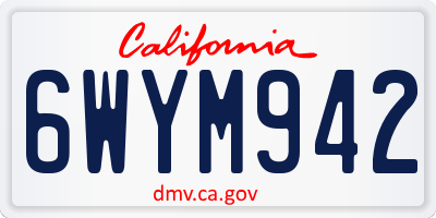 CA license plate 6WYM942