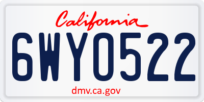 CA license plate 6WYO522