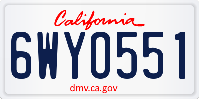 CA license plate 6WYO551