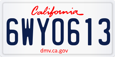 CA license plate 6WYO613