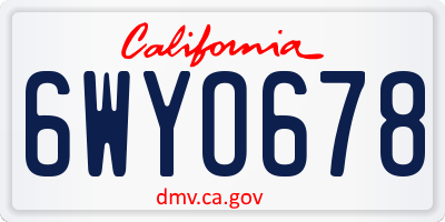 CA license plate 6WYO678