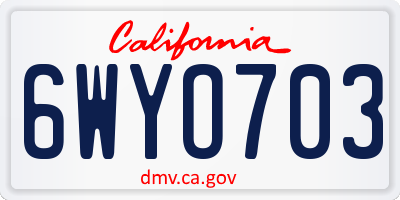 CA license plate 6WYO703