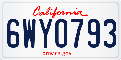 CA license plate 6WYO793