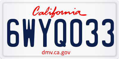 CA license plate 6WYQ033