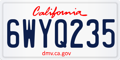 CA license plate 6WYQ235