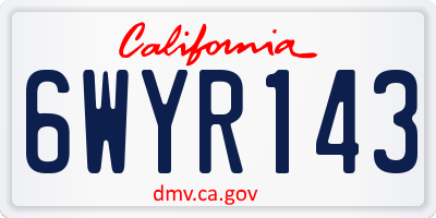 CA license plate 6WYR143