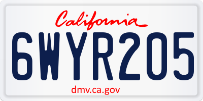 CA license plate 6WYR205