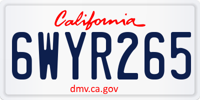 CA license plate 6WYR265