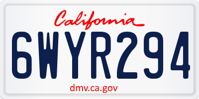 CA license plate 6WYR294