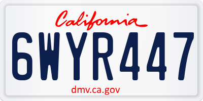 CA license plate 6WYR447
