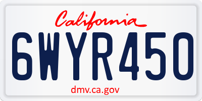 CA license plate 6WYR450