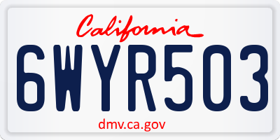 CA license plate 6WYR503