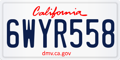 CA license plate 6WYR558