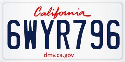 CA license plate 6WYR796