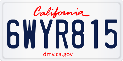 CA license plate 6WYR815