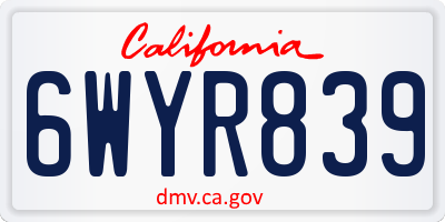 CA license plate 6WYR839