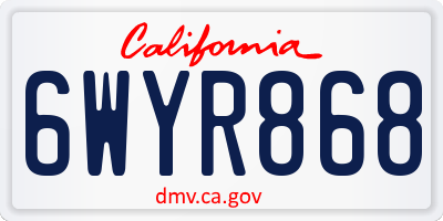 CA license plate 6WYR868