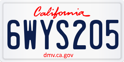 CA license plate 6WYS205