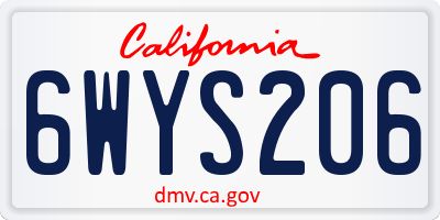 CA license plate 6WYS206