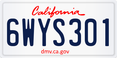 CA license plate 6WYS301