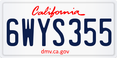 CA license plate 6WYS355