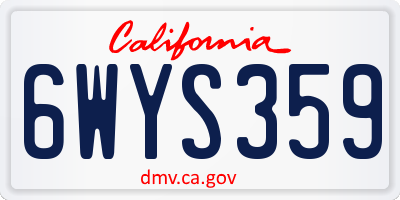 CA license plate 6WYS359