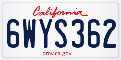 CA license plate 6WYS362