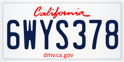 CA license plate 6WYS378