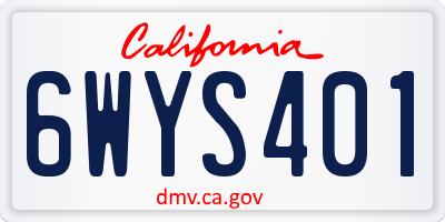 CA license plate 6WYS401