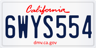 CA license plate 6WYS554