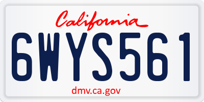 CA license plate 6WYS561