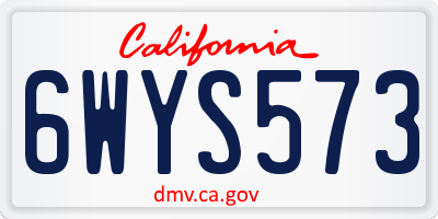 CA license plate 6WYS573